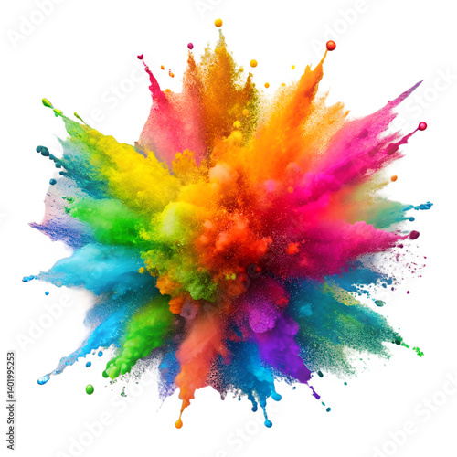 holi paint color powder explosion colorful on transparent background