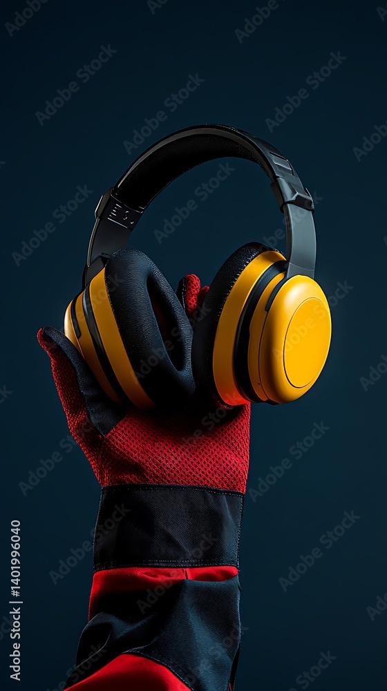 Headphones Held, Dark Background