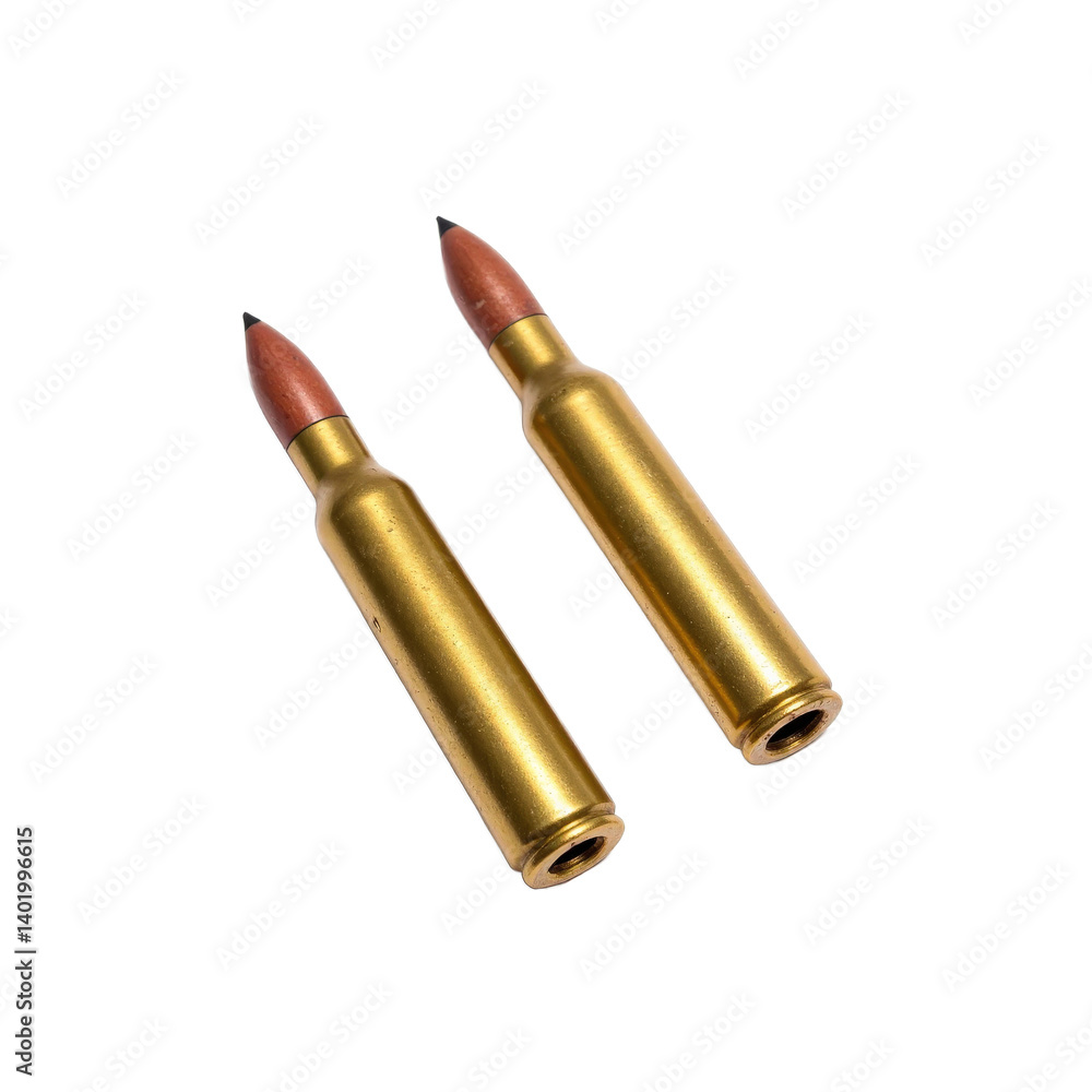 Two gold-colored bullet-shaped objects with pointed tips and a smooth finish. Two gold-colored bullet-shaped objects with pointed tips and a smooth finish.