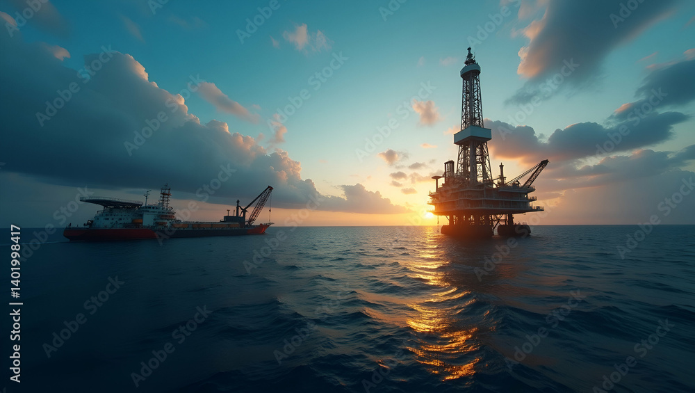 Detailed Exploration of Oil Rig Operations: Integrating Tech Advancements & Field Data for Enhanced Extraction Efficiency & Safety in Photo Stock Concept Detailed Exploration of Oil Rig Operations: Integrating Tech Advancements & Field Data for Enhanced Extraction Efficiency & Safety in Photo Stock Concept