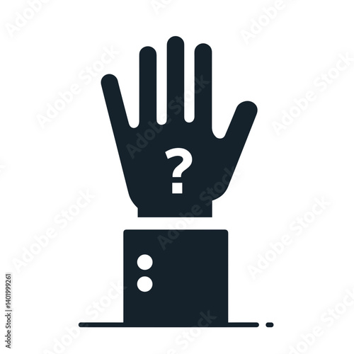 Abstract hand gesture with question mark symbolizing uncertainty  on a transparent background