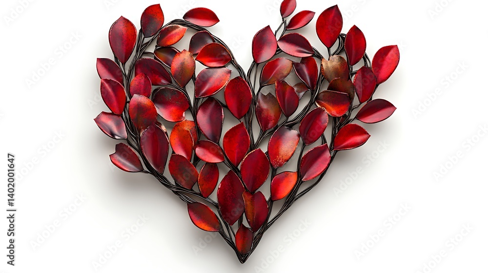 Heart of Red Leaves Art