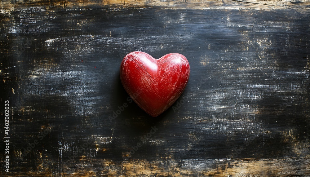 Heart on Dark Wood Tabletop