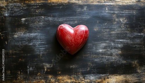 Obraz na płótnie Heart on Dark Wood Tabletop w salonie