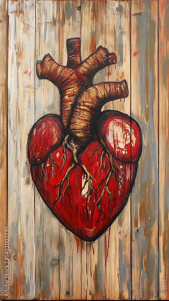 Heart on Wood Panel Art