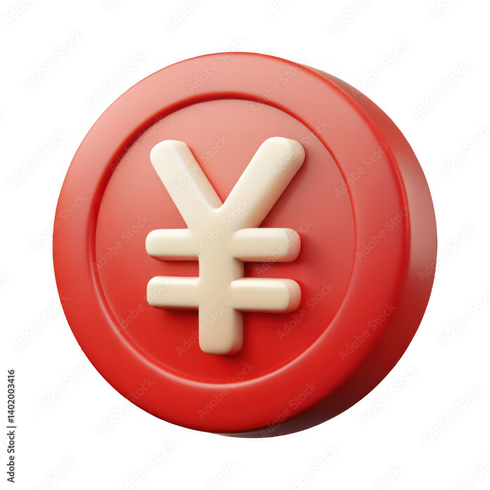 3D Illustration of Red Coin Featuring Yen Symbol Representing Japanese Currency and Economy 3D Illustration of Red Coin Featuring Yen Symbol Representing Japanese Currency and Economy