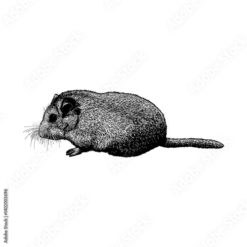 Dormouse hand drawing vector isolated on background.