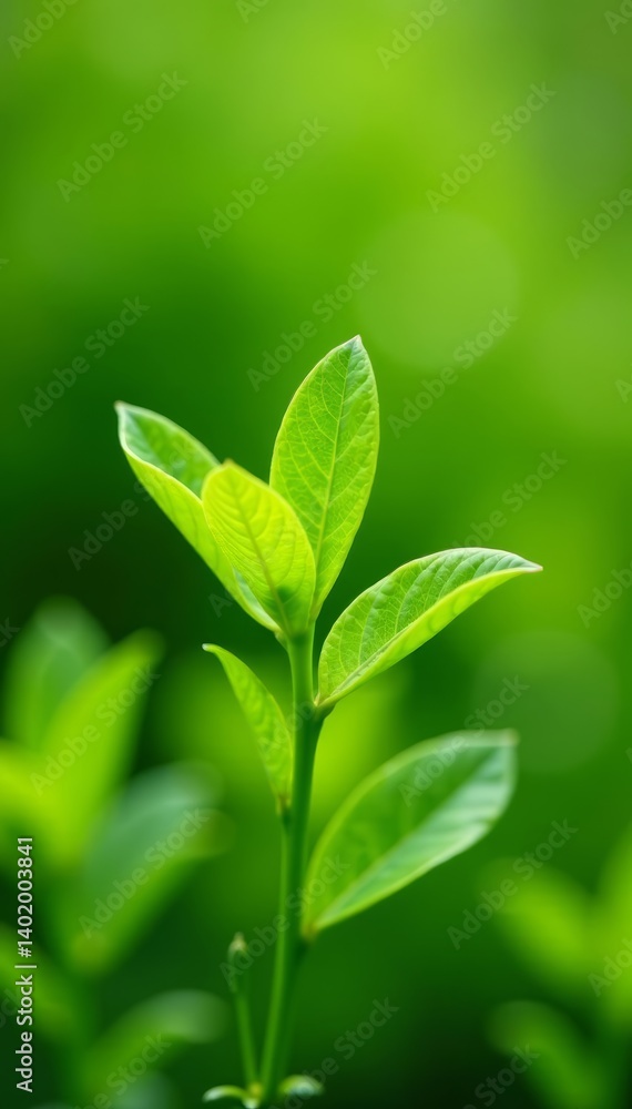 Close-up of vibrant young leaves against a lush green spring background, greenery, lush, fresh Close-up of vibrant young leaves against a lush green spring background, greenery, lush, fresh