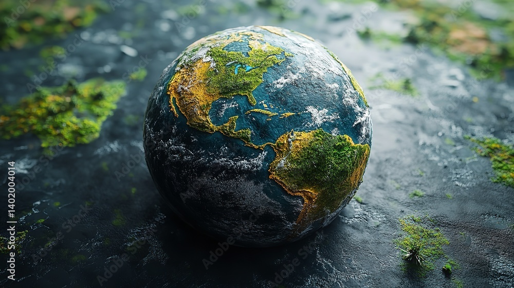 Glowing Earth Globe Emerges from Misty Forest,Bioluminescent Ecosystem and Captivating Light Beams Glowing Earth Globe Emerges from Misty Forest,Bioluminescent Ecosystem and Captivating Light Beams