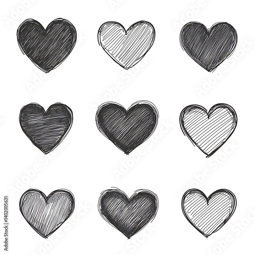 Obraz na płótnie Hearts Drawing Collection w salonie