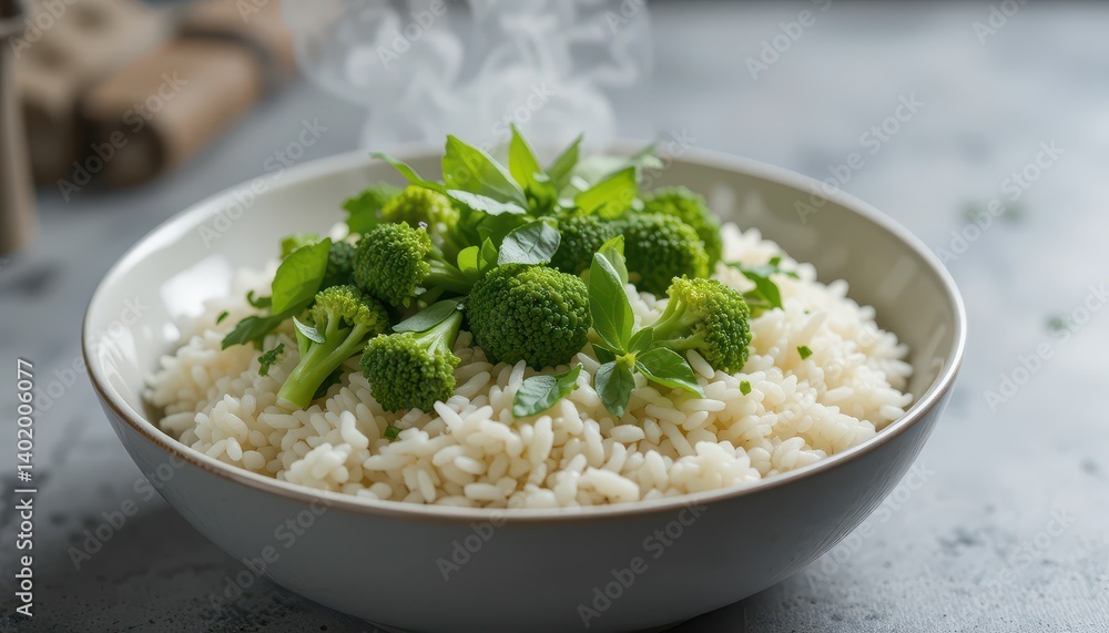 Cooking fresh broccoli rice kitchen food photography indoor close-up healthy eating Cooking fresh broccoli rice kitchen food photography indoor close-up healthy eating