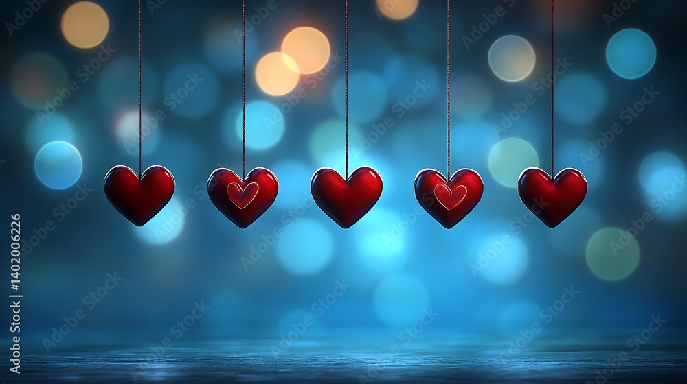 Hearts Hanging, Night Bokeh