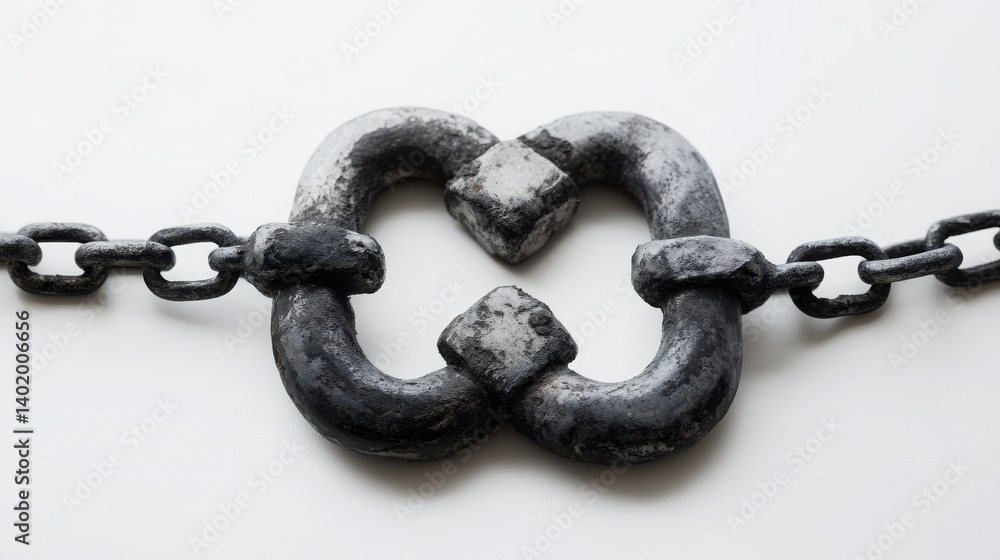 Obraz premium A broken chain representing freedom denied isolated on white background