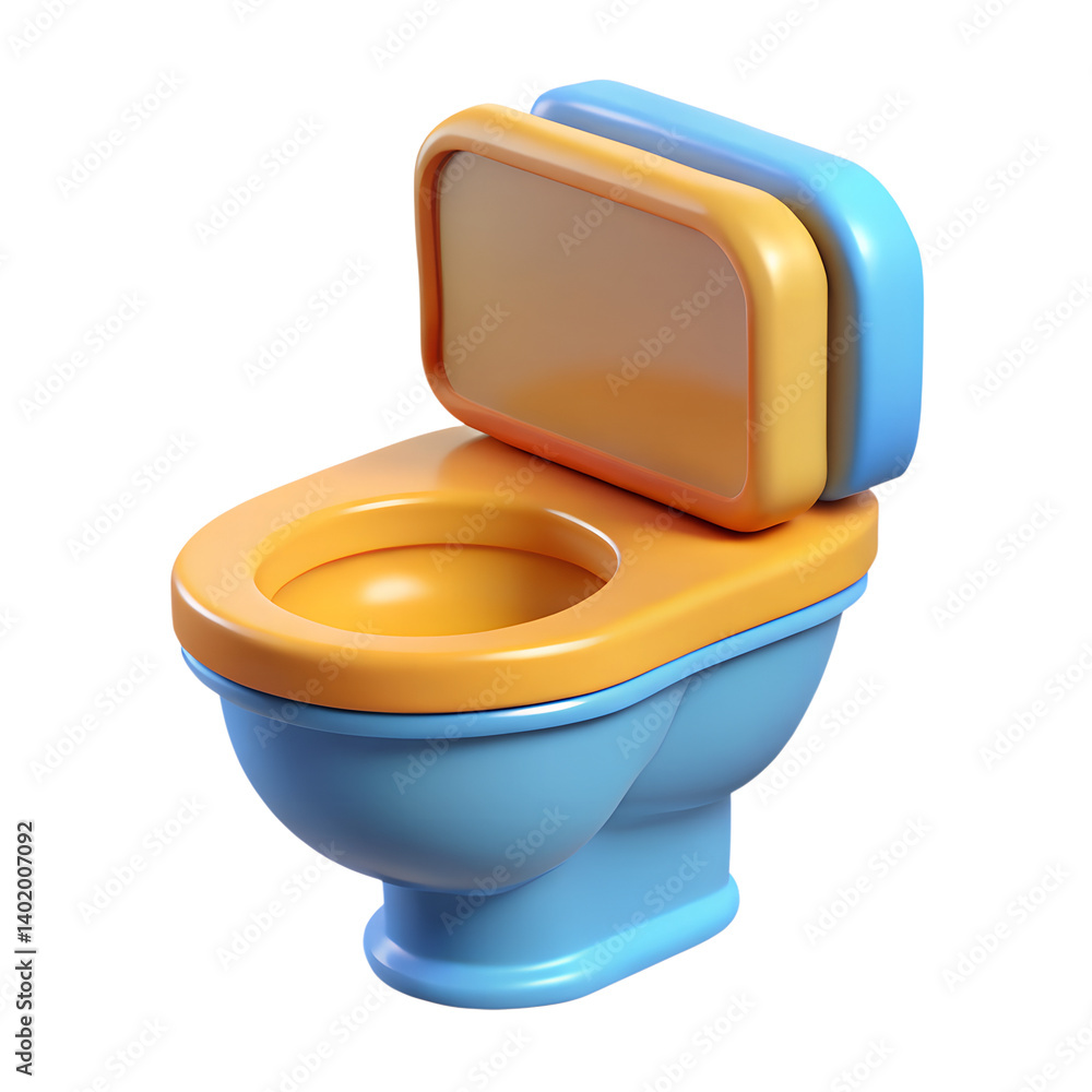 3D Toilet bowl with Tank Isolated on White Background. Cartoon plastic style icon 3D Toilet bowl with Tank Isolated on White Background. Cartoon plastic style icon