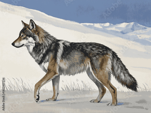 Silent tundra song gray wolf isolated watercolor vector illustration svg 