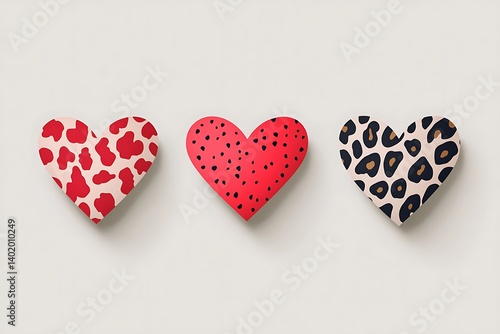 Obraz na płótnie Hearts with animal print w salonie