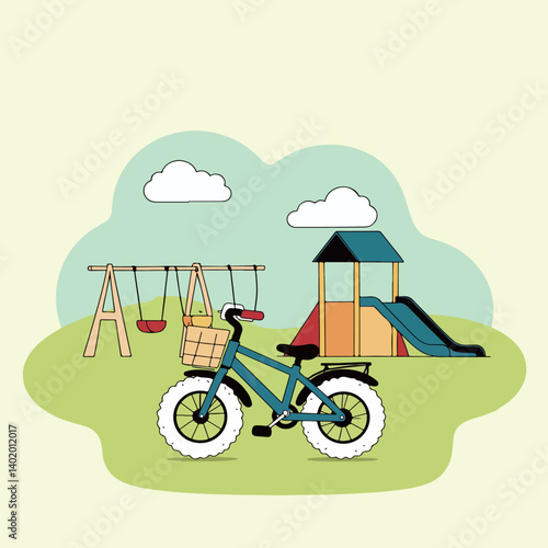Playground Scene with Bicycle