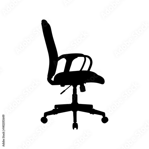 Side view office chair silhouette vector flat illustration design.