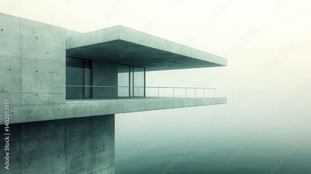 Fototapeta premium Modern concrete architectural design with balcony