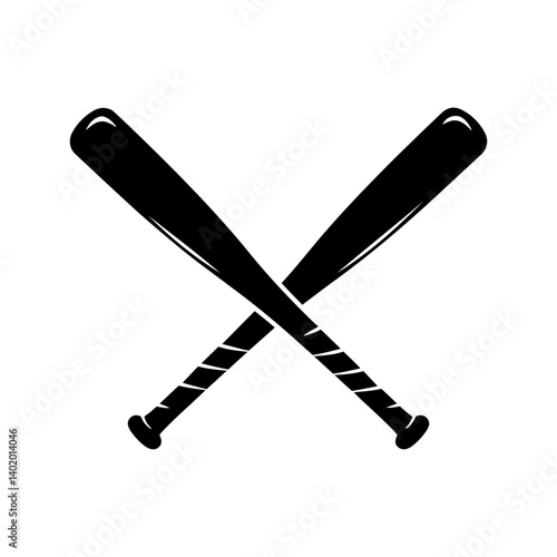 Crossed baseball bat icon silhouette vector flat illustration design.