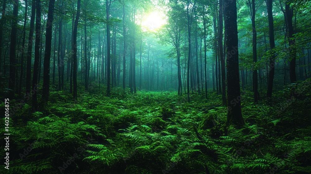 Obraz premium Enchanted Forest: A Mystical Path Through Lush Green Woods