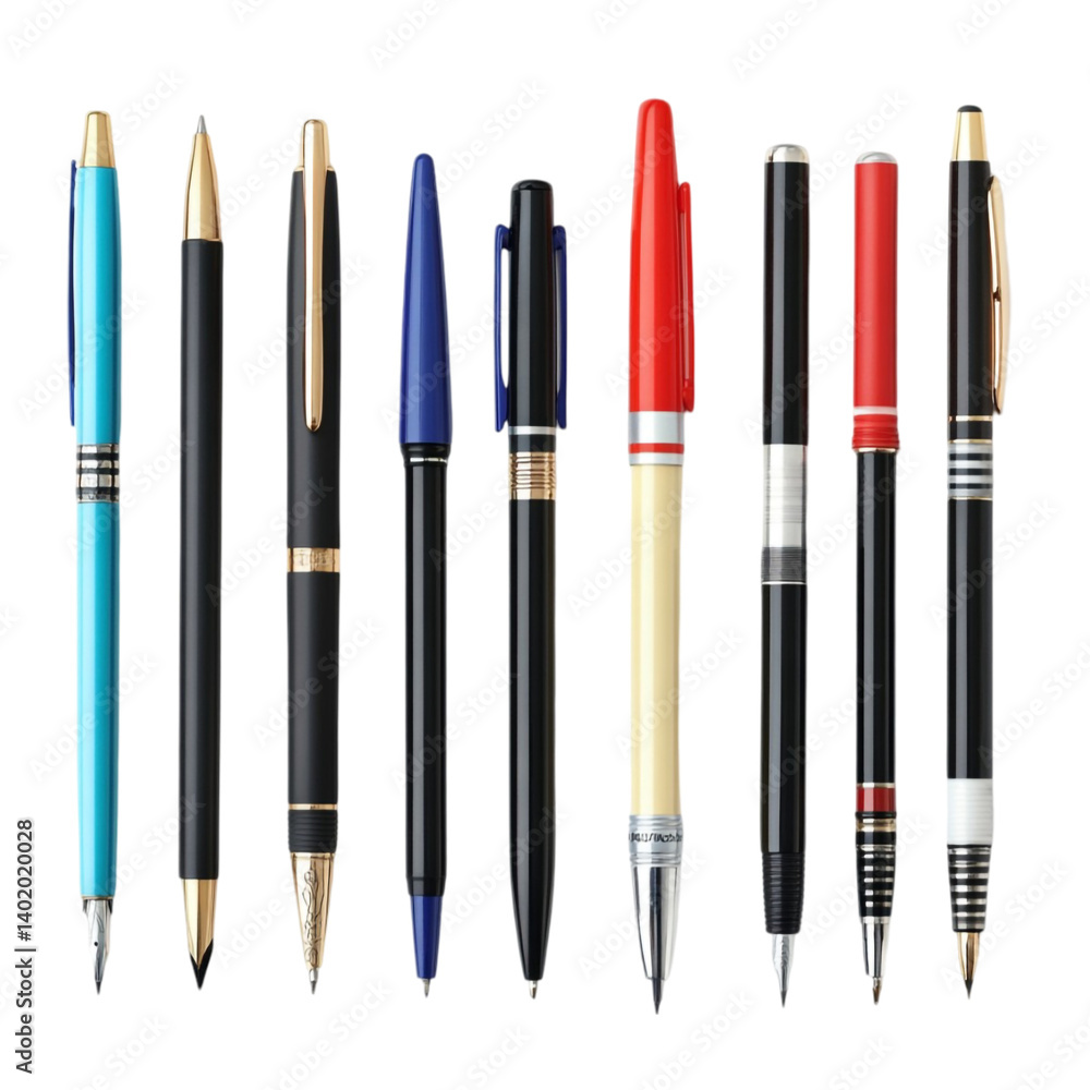 Colorful Pens Close Up View Stylish Writing Tools Colorful Pens Close Up View Stylish Writing Tools