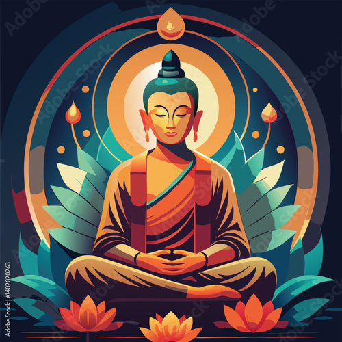silhouette of buddha in lotus position