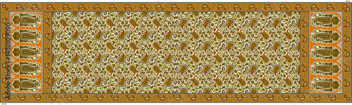 Digital Indian Dupatta Design with Buti and Floral Patterns – Traditional Textile Style for Kurti and Ethnic Wear Printing, High-Quality Silk Fabric Background Illustration.