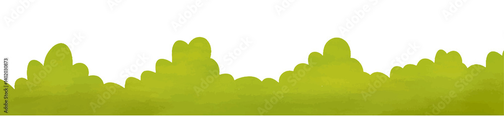 Obraz premium Stylized Green Bush Border, Isolated.