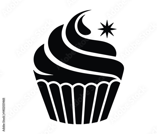 cupcake Logo. cupcake icon Silhouette Simple black and white cupcake graphic icon vector.