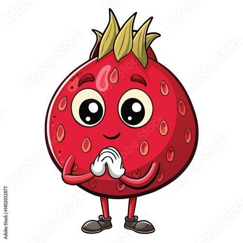 Cute cartoon strawberry character with big eyes