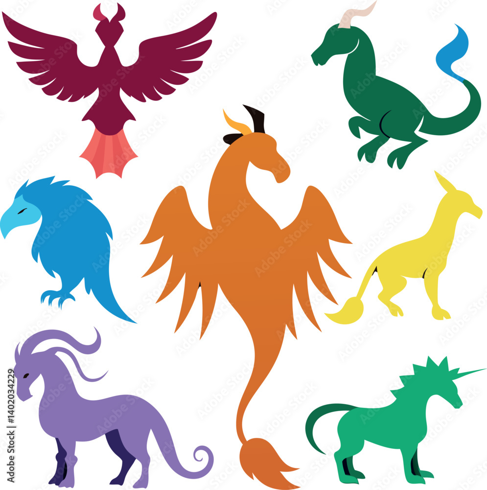 different-mythical-creature-vector-element-set- different-mythical-creature-vector-element-set-