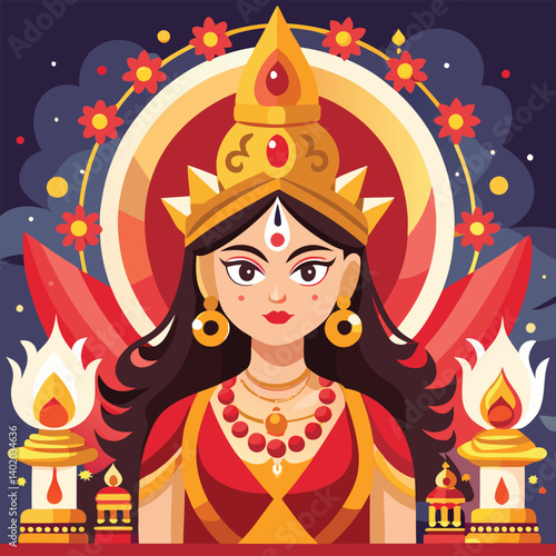 hindu god durga vector illustration 