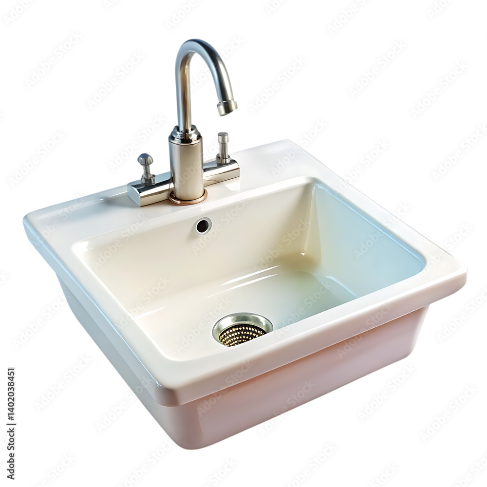 Fototapeta premium White Kitchen Sink with Tap