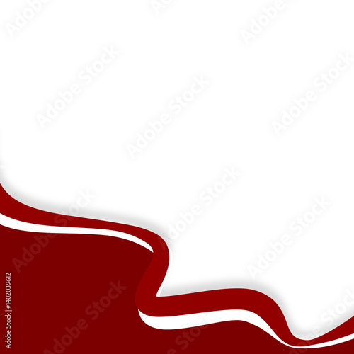 Crimson Wave with White Edge: Abstract Corner Element on White.