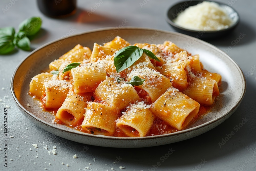 Delicious Pasta with Tomato Sauce Basil and Parmesan Cheese Delicious Pasta with Tomato Sauce Basil and Parmesan Cheese