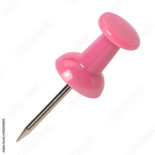 pink push pin isolated on transparent background