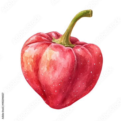 illustration of Rose Apple With A Glossy Surface, watercolor vector, isolated on a white background.