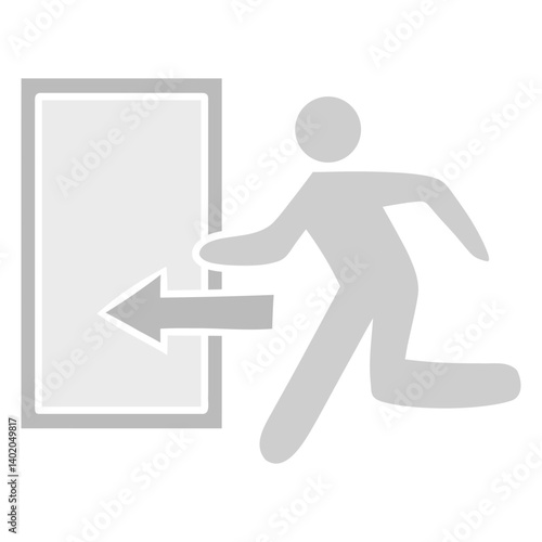 man running to the emergency exit door