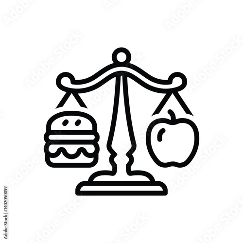 Black line icon for rational nutrition