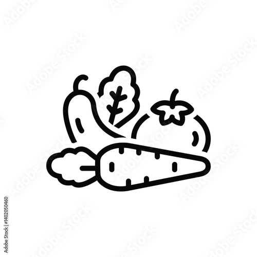 Black line icon for vegetable