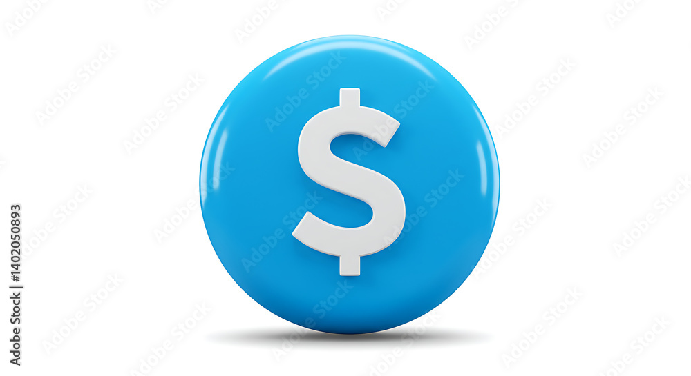 Dollar symbol on a round, blue background ideal for finance and business design Dollar symbol on a round, blue background ideal for finance and business design