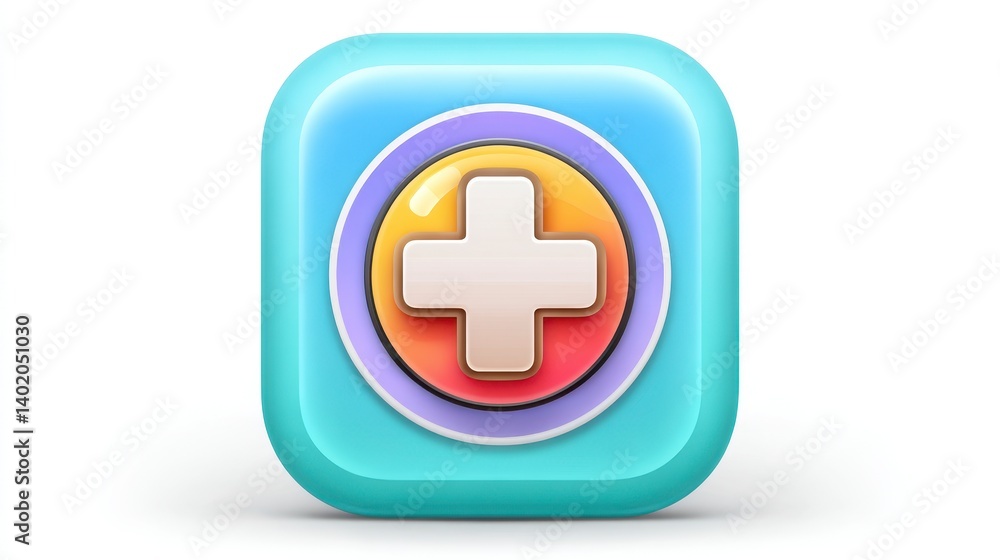 Pixel Art Medical App Icon White Cross in a Colorful Circle Pixel Art Medical App Icon White Cross in a Colorful Circle