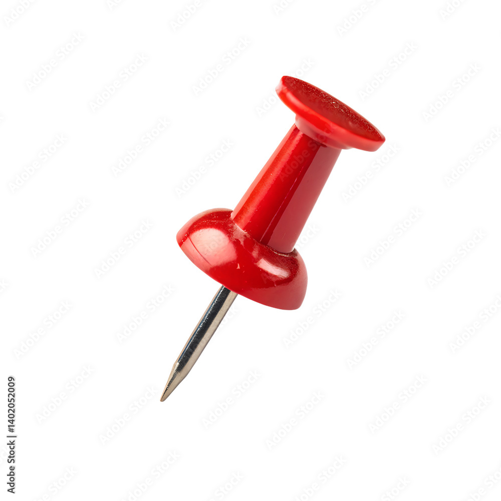 Red push pin isolated on transparent background Red push pin isolated on transparent background