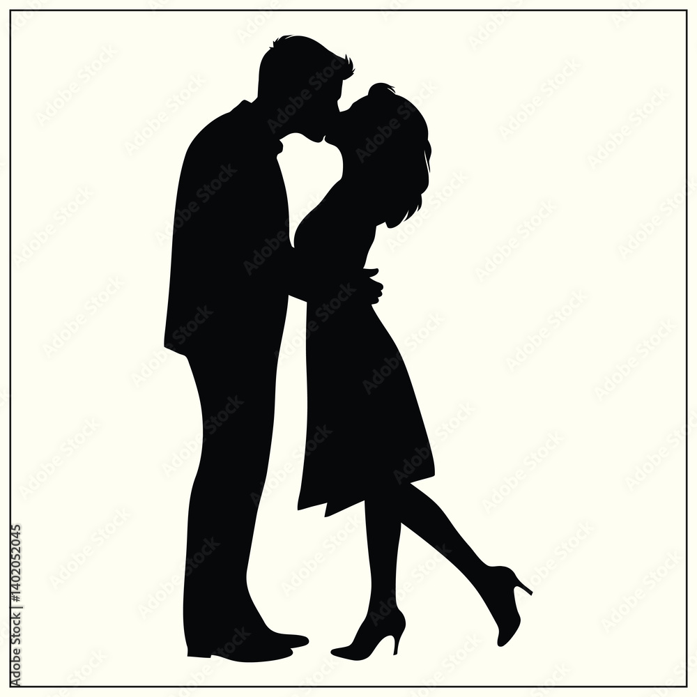 Silhouette of a Kiss, Love Expression Silhouette of a Kiss, Love Expression