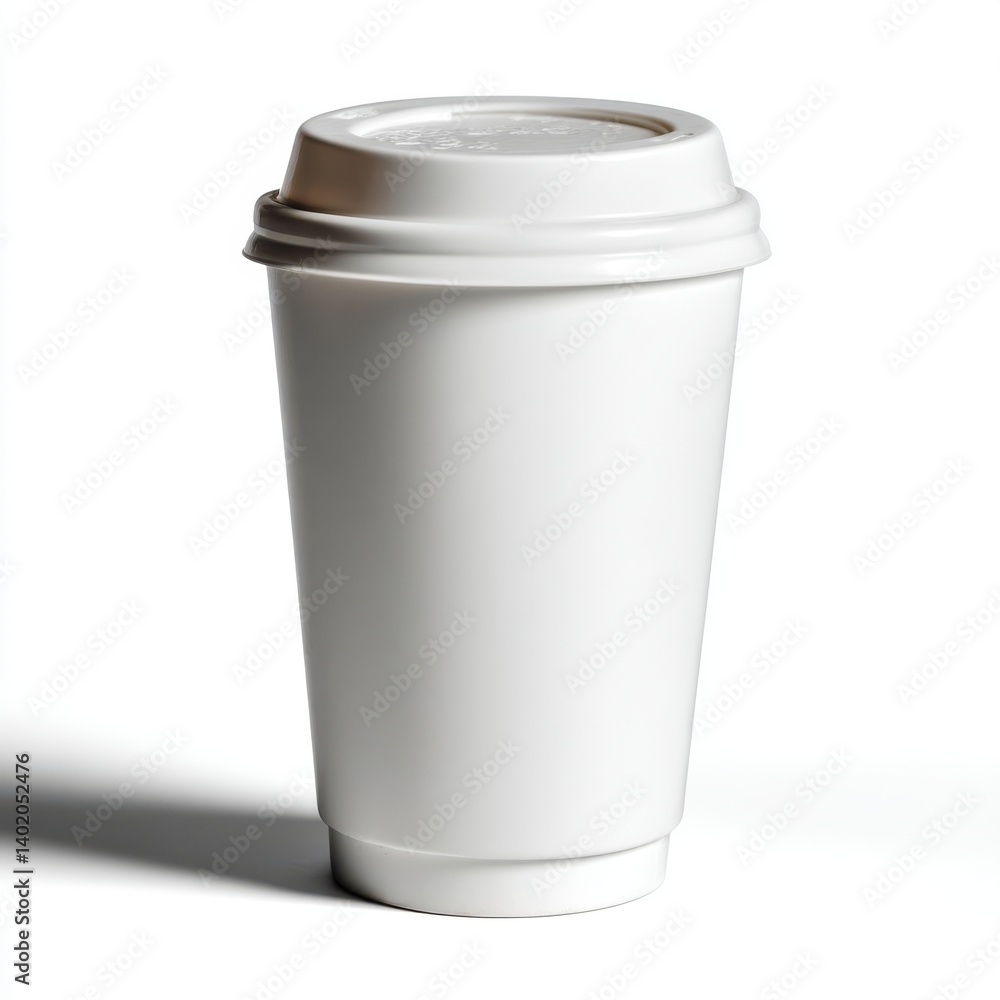 A white disposable coffee cup with isolated on white background A white disposable coffee cup with isolated on white background