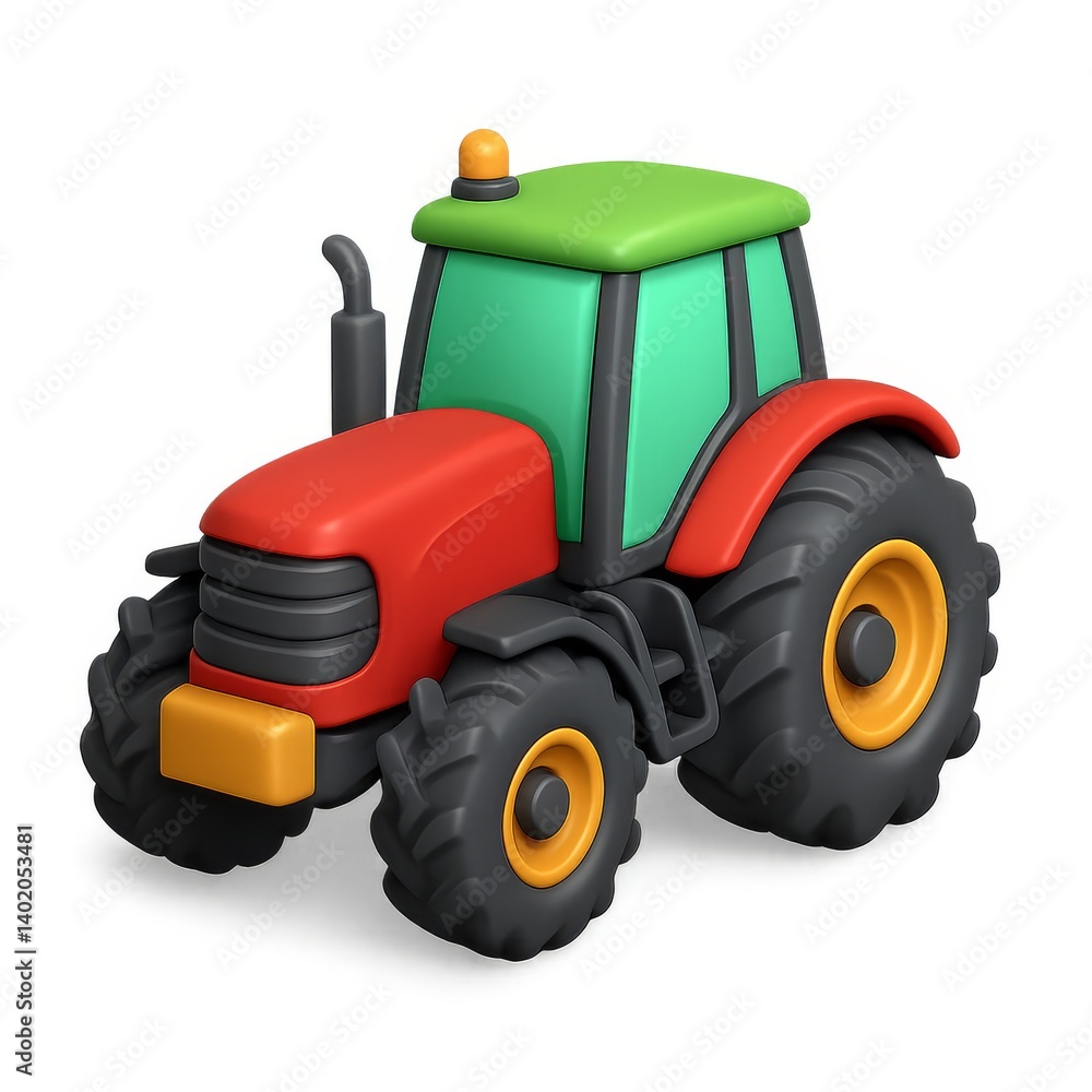Fototapeta premium Simple 3D Icon of Tractor for Farm Equipment and Agricultural Use