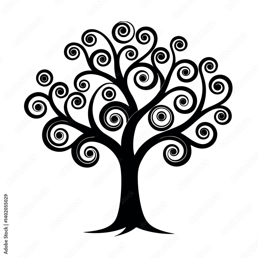 Ornate Black and White Tree Design for Creative Projects Ornate Black and White Tree Design for Creative Projects