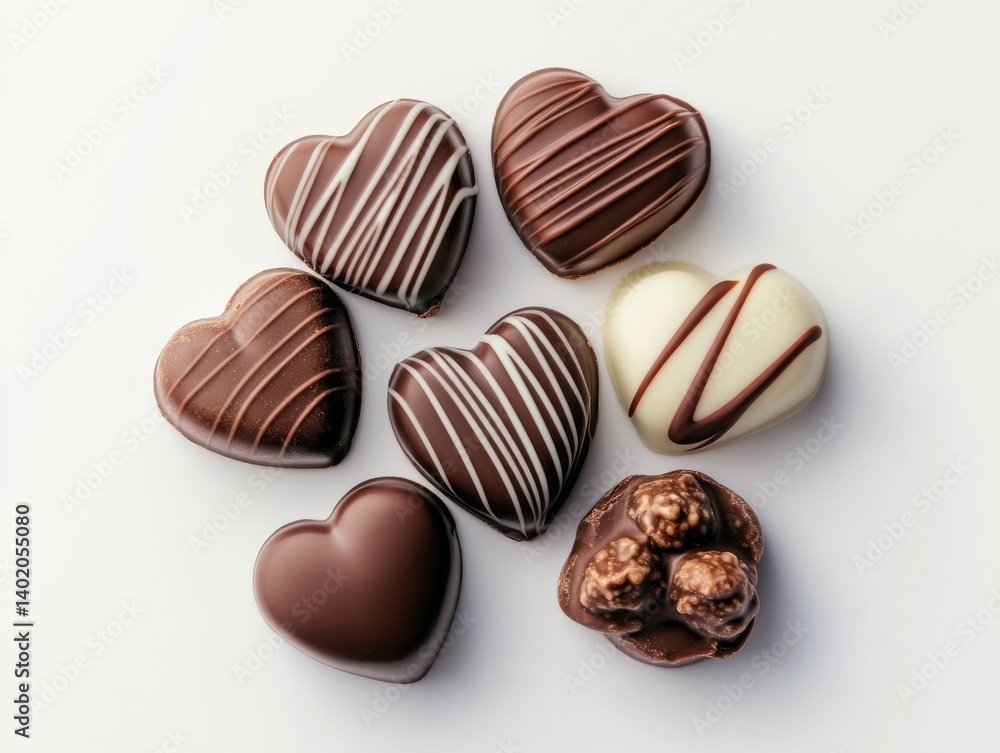 Assorted Heart Chocolates on White Assorted Heart Chocolates on White