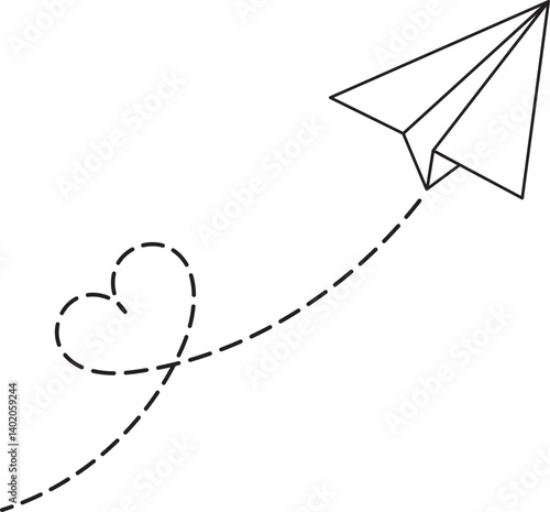 arrow paper rocket, paper plane with heart SVG vector illustration element icon heart shape 